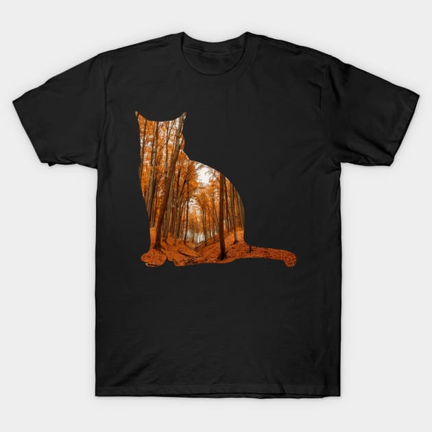 Autumn Forest Cat T-Shirt by MilotheCorgi